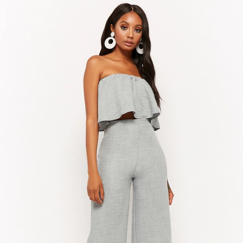 Flounce Tube Top and Culotte Set